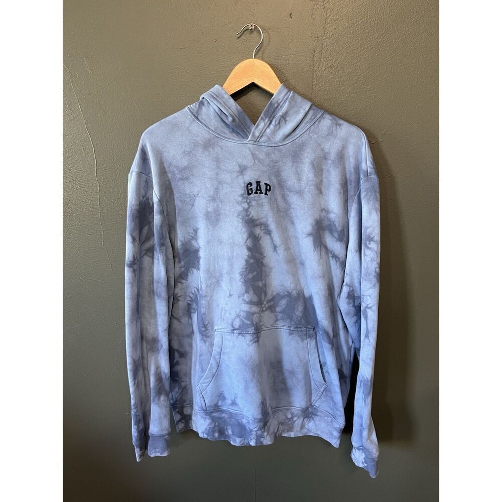 Gap Mens Blue Tie Dye Pullover Hooded Sweatshirt Size Large